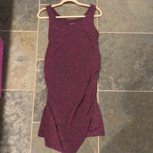 Purple/gray cotton maternity sleeveless dress